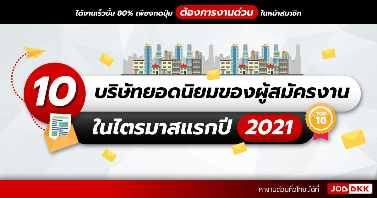 หางาน,สมัครงาน,งาน,10 บริษัทยอดนิยมของผู้สมัครงาน ในไตรมาสแรกปี 2021